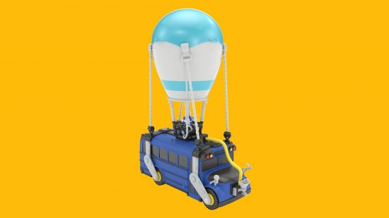 Figuras Fortnite: uma figura de um personagem fortnite é visível contra um fundo amarelo