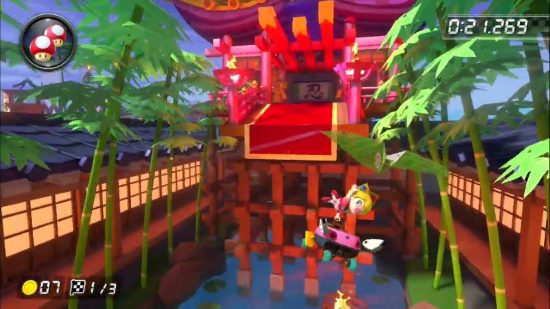 mario-kart-tracks (6) Mario kart tracks: uma captura de tela de Mario Kart mostra a faixa conhecida como Ninja Hideaway