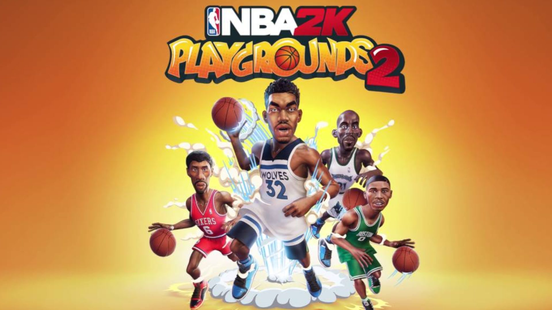 Arte da capa para NBA 2K Playgrounds 2, um dos jogos de basquete arcade no Switch