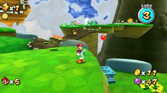 super-mario-galaxy-2-switch (3) Super Mario Galaxy 2 Switch: uma imagem mostra Super Mario Galaxy 2, com Mario sentado em um yoshi