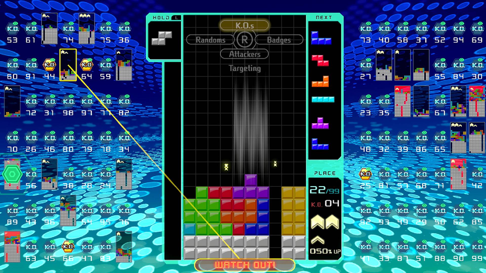 melhores jogos de troca grátis (5) Um jogo de Tetris está sendo jogado enquanto outros 98 jogos de Tetris são exibidos na tela principal