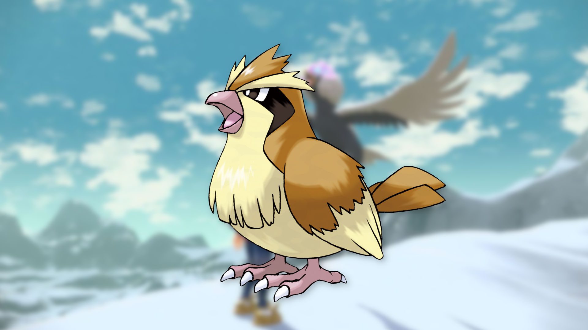Imagem do pássaro Pokémon Pidgey com seu pequeno desenho marrom e amarelo