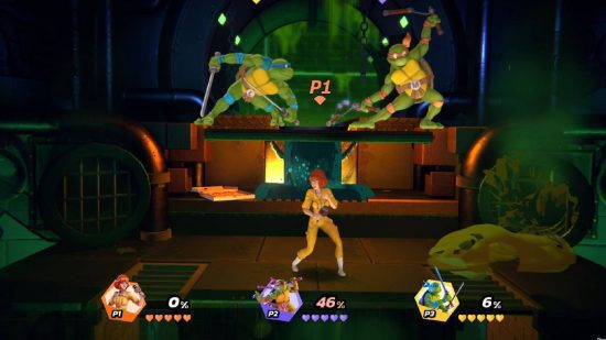 Jogos TMNT: uma captura de tela mostra as Tartarugas Ninja em um videogame