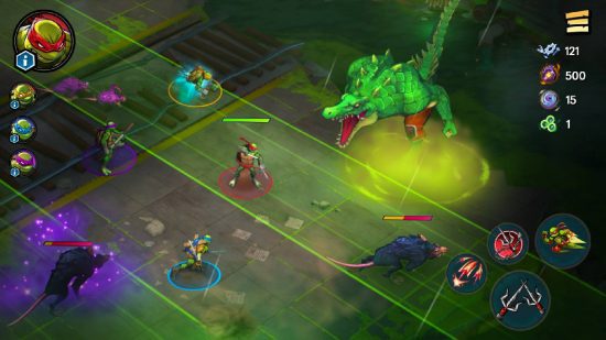 Jogos TMNT: uma captura de tela mostra as Tartarugas Ninja em um videogame