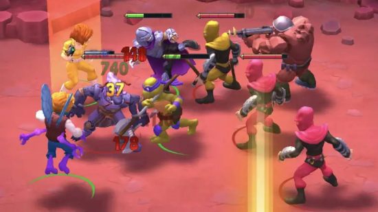 Jogos TMNT: uma captura de tela mostra as Tartarugas Ninja em um videogame
