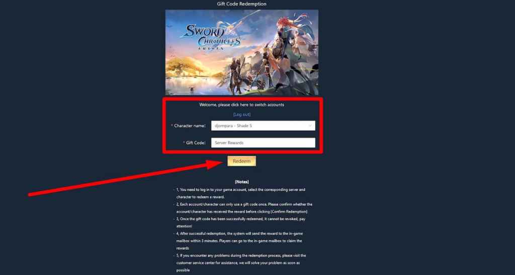 Códigos de Sword Chronicles Resgatar 1