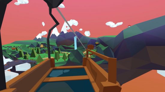 Captura de tela da tirolesa do guia de jogos Trail World para VR