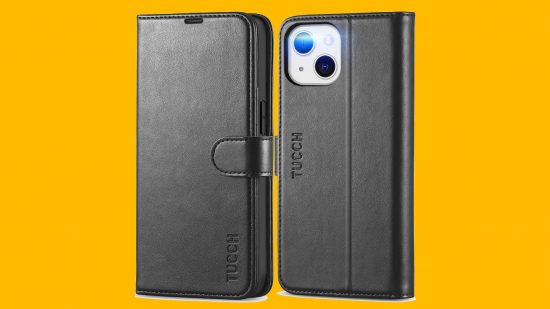 melhores-capas-iphone-13-tucch Imagem personalizada de uma capa tipo carteira Tucch preta para o guia das melhores capas para iPhone 13