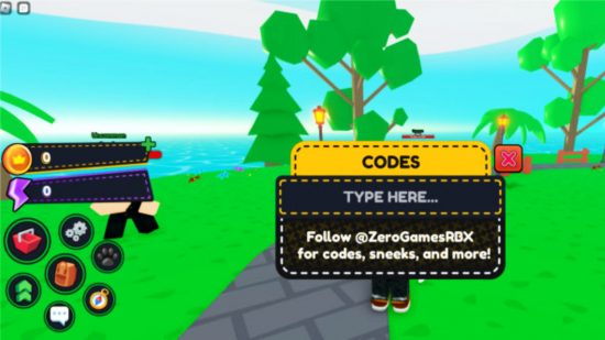 Uma captura de tela dos códigos do Anime Force Simulator mostrando como resgatá-los