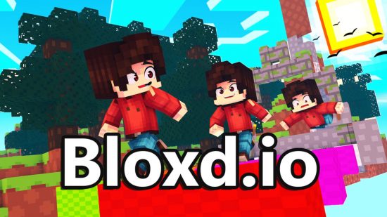 Bloxd.io arte-chave mostrando três caracteres em execução