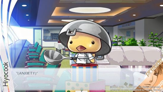 norn9 última era revisão 4 Norn9: Revisão da Última Era: Uma captura de tela do Hiyocook dizendo ‘ANXIETY’ no jogo