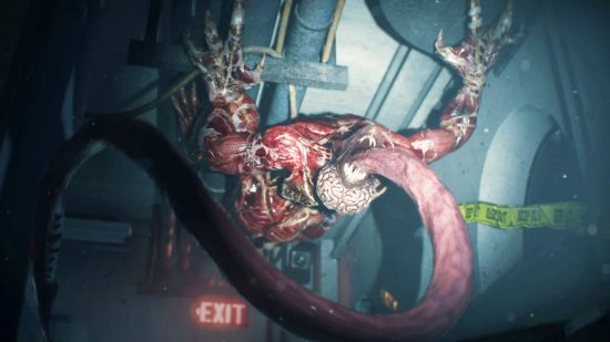 resident-evil-monsters-licker O licker do monstro de Resident Evil que pendura do teto