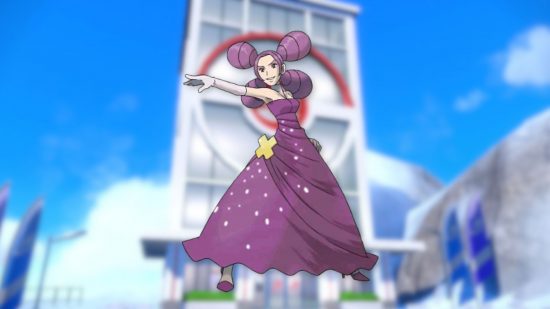 líderes-de-ginásio-pokémon-fantina Imagem personalizada de Fantina com seu vestido roxo para nosso guia favorito dos líderes de ginásio Pokémon