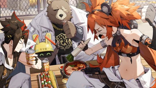 zenless-zona-zero-entrevista-1 Arte principal do Zenless Zone Zero mostrando personagens sentados em um banco