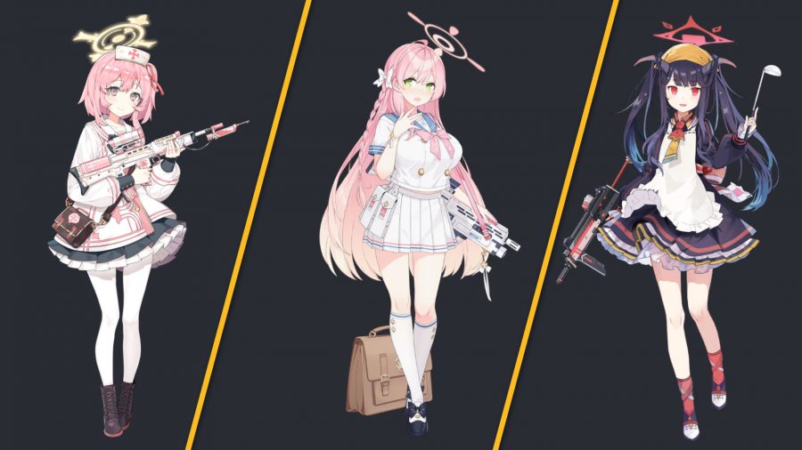 Curadores da lista Blue Archive Tier Curadores da lista de níveis de arquivo azul; três curandeiros