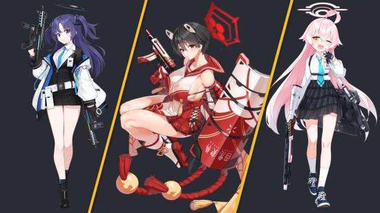 Tanque de lista de níveis de arquivo azul Tanques da lista de níveis do Blue Archive; três heróis tanque