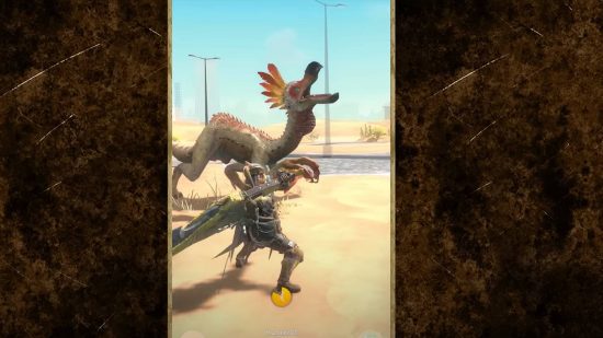 Entrevista Monster Hunter Now: um jogador usa uma espada longa para atacar um monstro