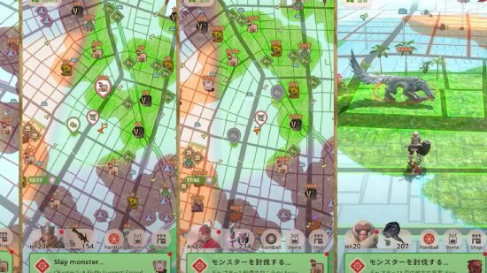 Entrevista Monster Hunter Now: vários jogadores exploram um mapa com Monster Hunter Now