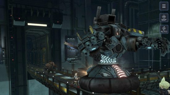 revisão de crise de Final Fantasy Ever 3 Revisão de Final Fantasy Ever Crisis – Barret, Tifa e Cloud lutando contra o robô Airbuster