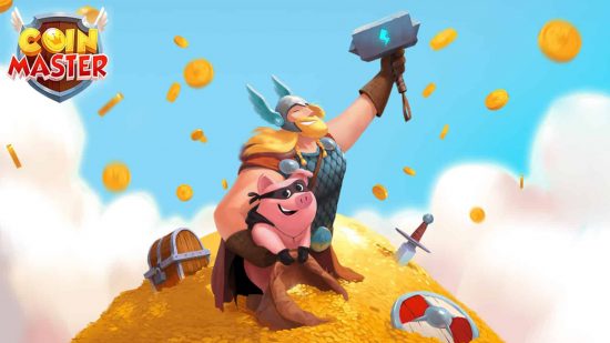 Arte chave do Coin Master com Thor e o porco para lista de jogos para celular gratuitos