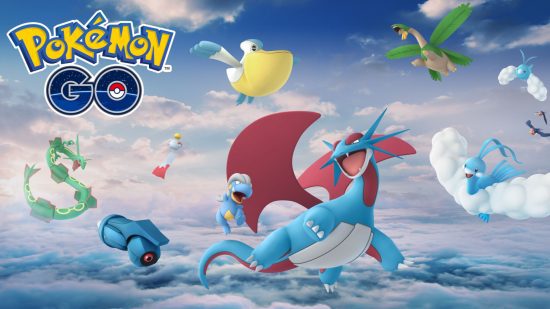 Arte principal de Pokémon voadores como Salamance, Altaria e muito mais no Pokémon Go para lista de jogos para celular gratuitos