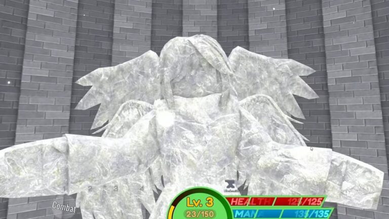 A screenshot of Black Grimoire Odyssey showing off the Grimoire Statue in Grimoire Tower where you get your Grimoire from