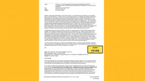 Microsoft adquirindo a Nintendo: e-mails vazados mostram discussões entre funcionários da Microsoft.  incluindo negociações sobre a compra da Nintendo e outras empresas