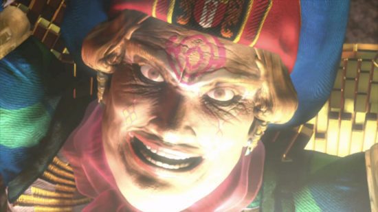 Foto de revisão de Baten Kaitos I e II HD Remaster mostrando o rosto de um homem com um chapéu vermelho e uma marca vermelha na testa parecendo ameaçador.