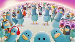 Fique animado com Headbangers Rhythm Royale, uma festa musical de pombos