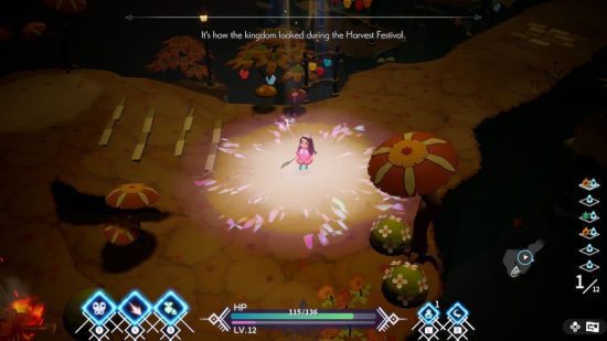 Revisão do Silent Hope Switch: uma captura de tela do fazendeiro no segundo andar falando com a princesa através de uma luz cristalina