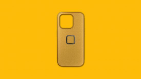 capa iphone 15 pro momento A melhor capa pro para iphone 15 Moment: uma capa de tecido amarelo com uma alça de fixação
