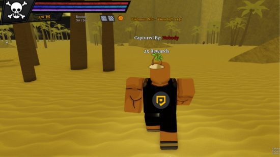 códigos de novos sonhos de uma peça Captura de tela dos códigos de One Piece New Dreams mostrando um pirata correndo pela praia