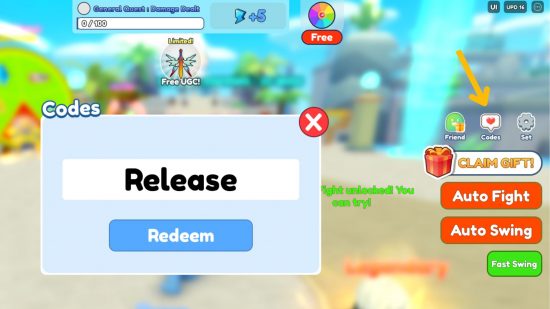 Como resgatar códigos do Clicker Fighting Simulator no jogo Roblox