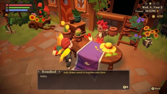 O vendedor de flores da Fae Farm em uma banca de mercado no verão