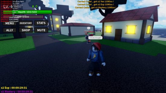 Tela de resgate de códigos Ro Fruits 2