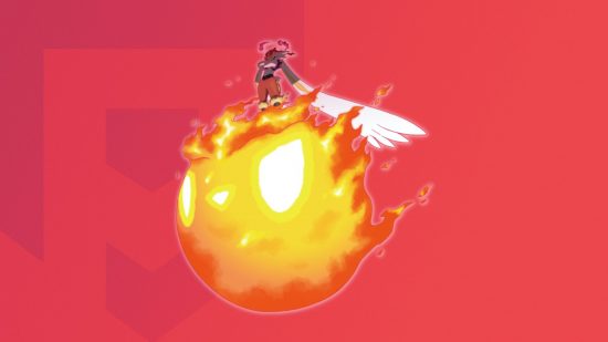 Pokémon Gigantamax Cinderace Forma Gigantamax Pokémon Cinderace em um fundo temático Pocket Tactics