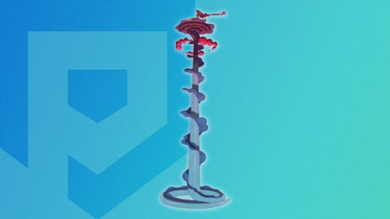 Pokémon Gigantamax Inteleon Forma do Pokémon Gigantamax Inteleon em um fundo temático do Pocket Tactics