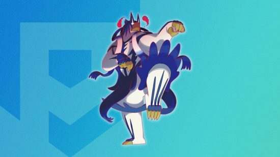 Ataque único do Pokémon Gigantamax Urshifu Forma de ataque único do Pokémon Gigantamax Urshifu em um fundo temático do Pocket Tactics