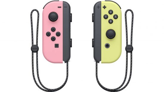 melhores ofertas de controladores da black friday joy con Melhores ofertas de controladores da Black Friday – Nintendo Switch Joy-Con rosa e amarelo contra um fundo branco