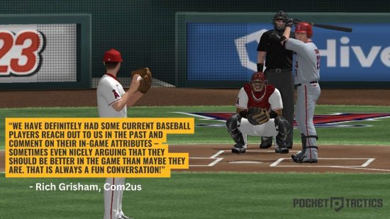 Uma entrevista da MLB 9 Innings bem na frente de um arremessador e um rebatedor