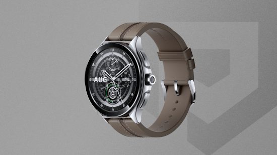 melhores-smartwatches-xiaomi-smart-watch-2 Imagem personalizada do Xiaomi Watch 2 Pro em prata sobre fundo cinza Pocket Tactics para guia dos melhores smartwatches