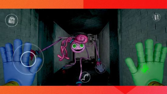 poppy-playtime-capítulo-2-revisão-3 Poppy Playtime Capítulo 2 – uma captura de tela de Mommy Long Legs se aproximando do jogador ameaçadoramente