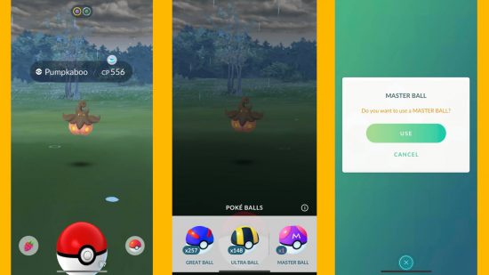 pokémon-go-master-ball (4) Pokémon Go Master Ball: capturas de tela mostram um usuário usando o Pokémon Go Master Ball