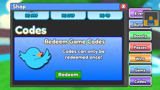 códigos-resgatar-de-simulador-de-gladiador Imagem personalizada da aba de códigos do Gladiator Simulator na loja do jogo