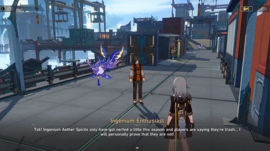 honkai star rail aetherium guerras Um expectante jogador do honkai star rail aetherium wars com seu espírito no Luofu