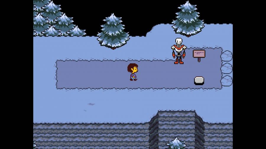 undertale-papiro-área de neve Encontrando Papyrus em Undertale