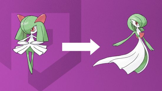ralts-evolução-2 Evolução de Ralts - Kirlia e Gardevoir em frente a um fundo roxo