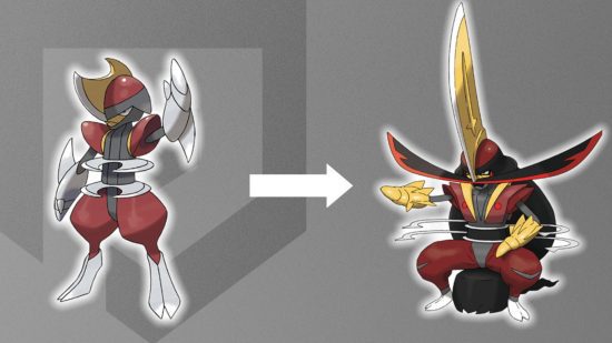 bisharp-evolução-2 Evolução Bisharp mostrando Bisharp, uma flecha e Kingambit na frente de um fundo cinza