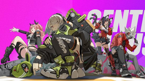 zona zenless zero caracteres gentil 0 Personagens Zenless Zone Zero - quatro membros diferentes da Gentle House contra um fundo roxo