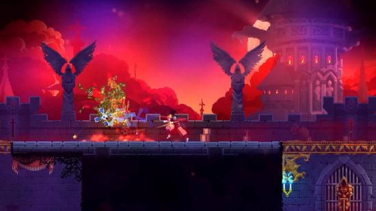 Dead Cells Castlevania: uma captura de tela mostra a ação roguelike Dead Cells, mas também inclui iconografia da série Castlevania